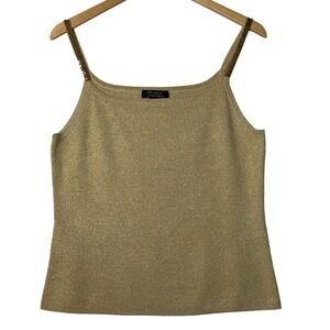 Michelle Antonelli Womens Gold Metallic Silk Blend Tank Top Size Large